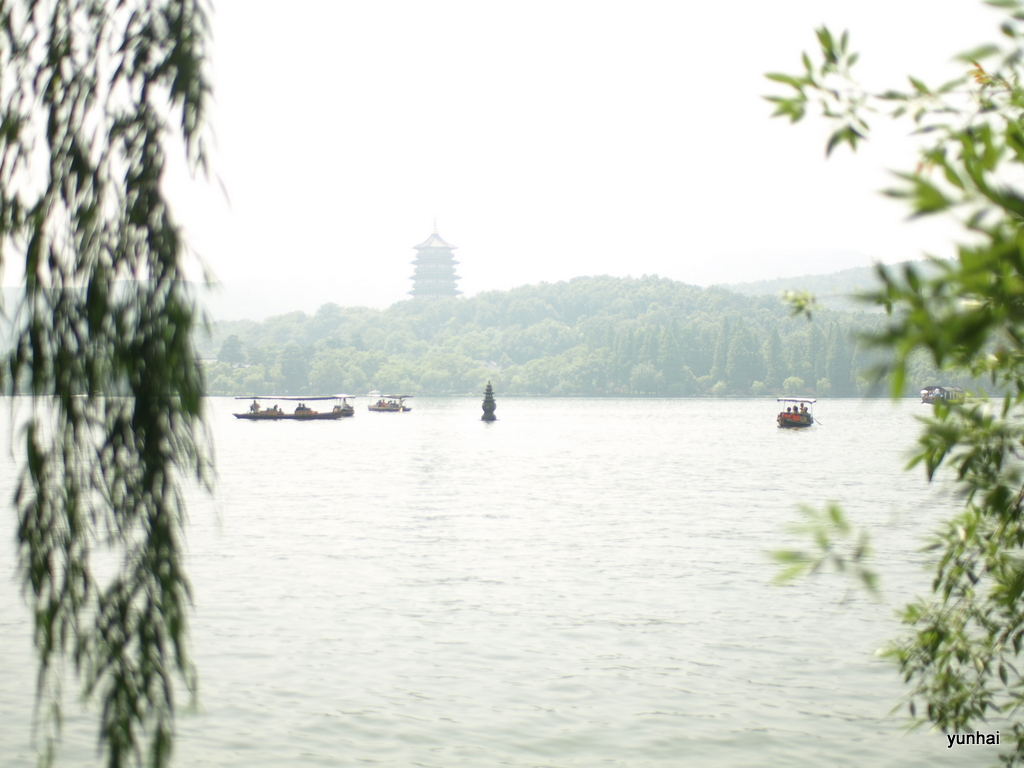 杭州お絵かき勉強日記－０５７　西湖の遊覧船に乗った