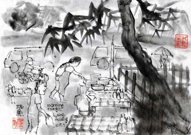 ルアンパバーン、ビエンチャン、バンコクの旅−１３、早朝のお粥屋さん。
