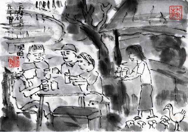 ルアンパバーン、ビエンチャン、バンコクの旅−５１、村の帰りにビールで休憩。