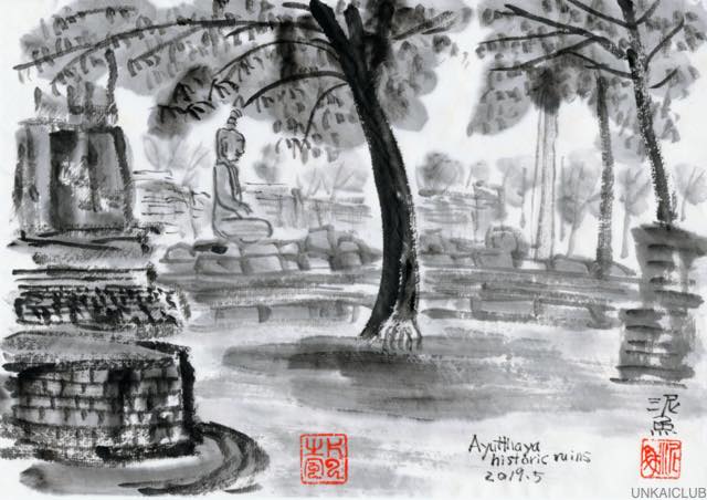 ルアンパバーン、ビエンチャン、バンコクの旅−７６、木の中に仏頭、「ワット・マハタート(Wat Phra Mahathat)」。