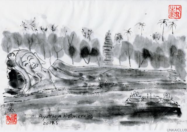 ルアンパバーン、ビエンチャン、バンコクの旅−７４、アユタヤ、Wat Lokaya Sutharamで寝仏を見る。